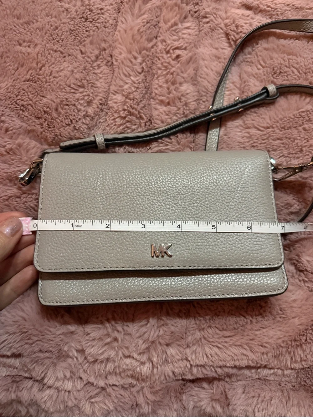 Michael Kors Pebbled Leather Crossbody in Light Gray